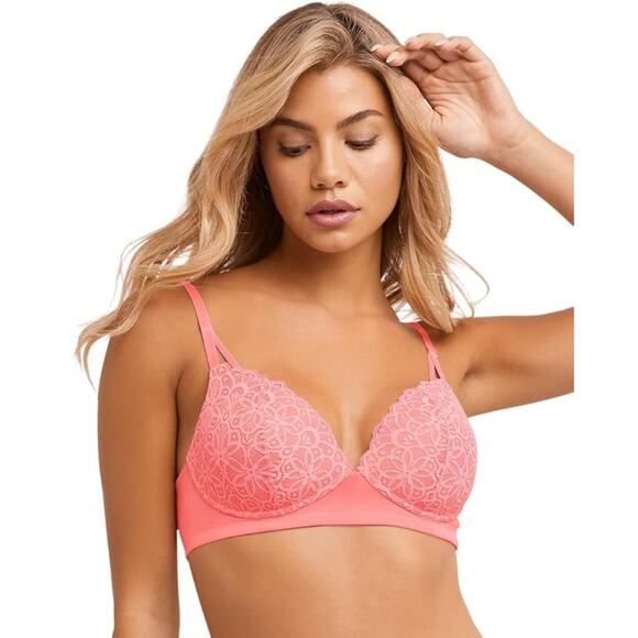 Maidenform Womens Soft Support Lace Bralette Pink Size S - Picture 1 of 6